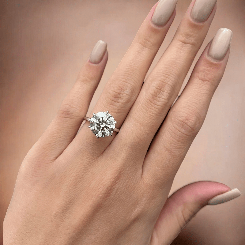 925 Sterling Silver 5/10 Carat Moissanite Ring with 6-Prong Setting